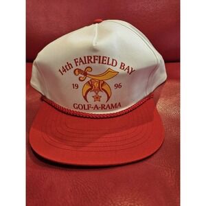 Vintage Fairfield Bay Hat Cap Snap Back‎ Red White Golf A Rama Event Mens 90s